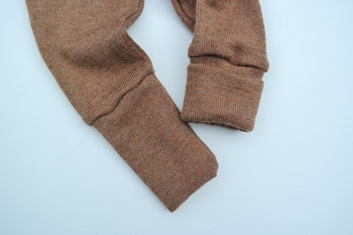 Mitwachs-Hose für Babys 50/56 aus Upcycling Wolle in Hellbraun
