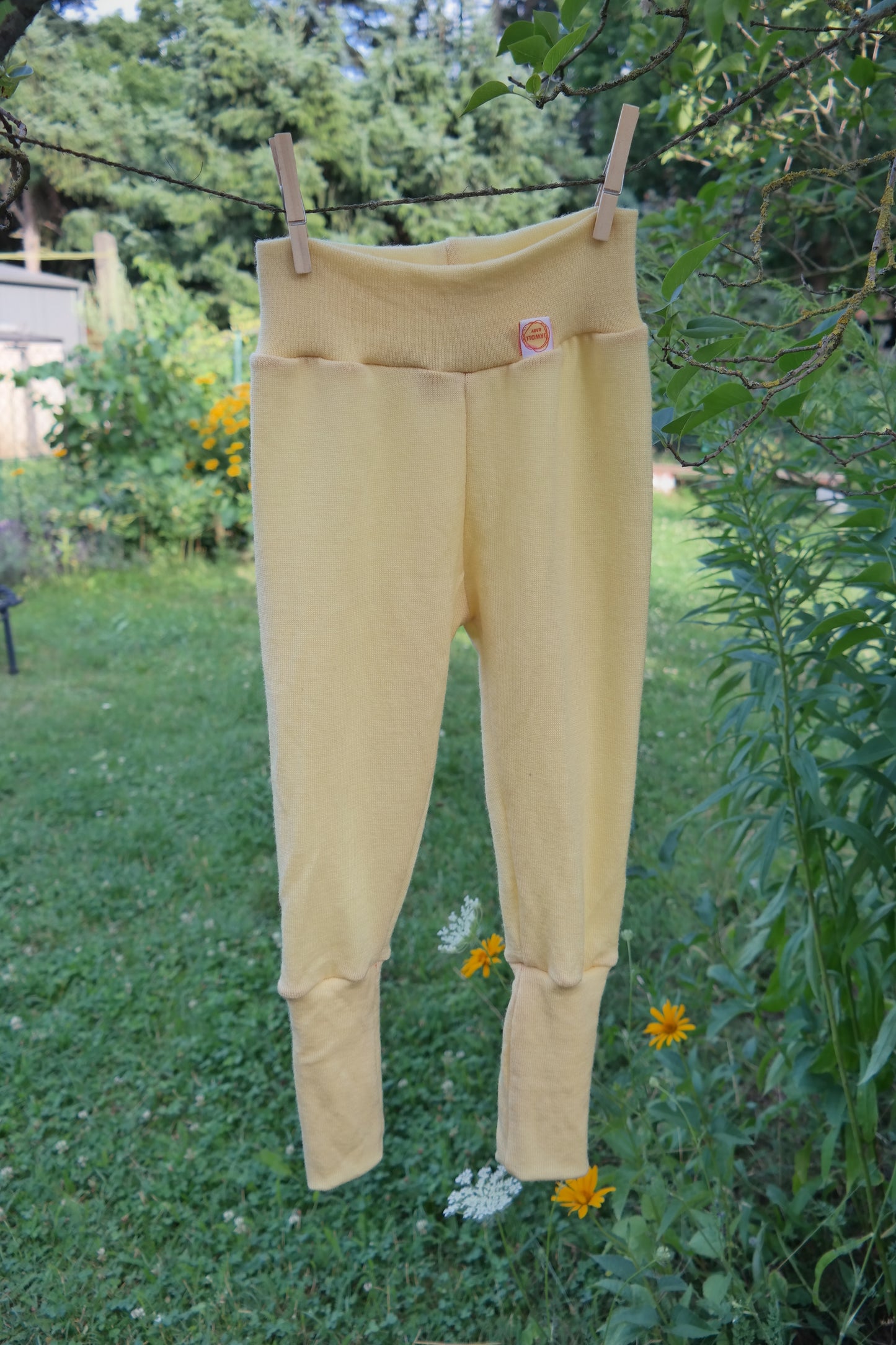 Growing pants for toddlers 86/92 & 98/104 made from upcycled wool in light yellow