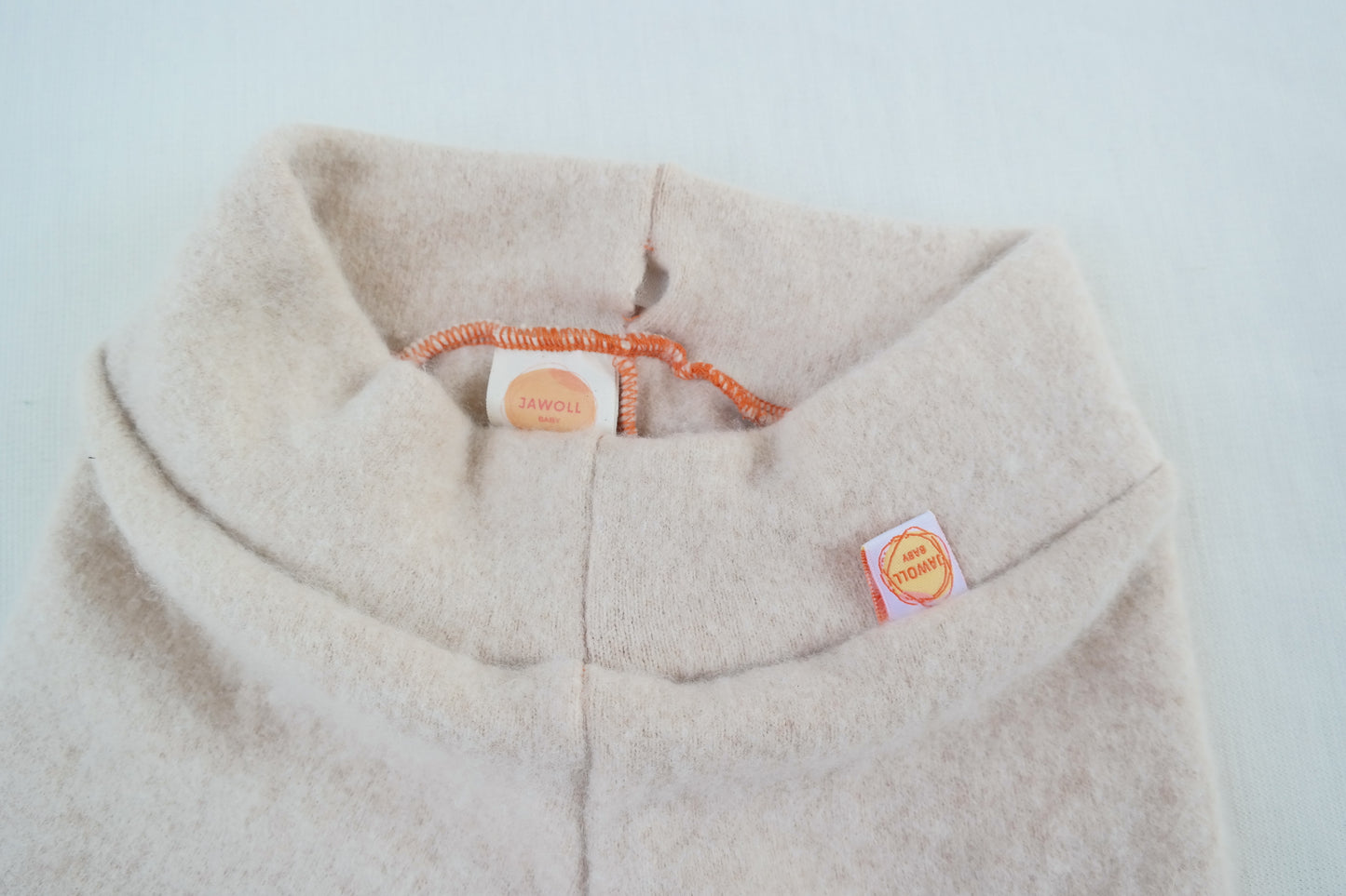 Wool felt outdoor trousers for babies 74/80 made from upcycled cashmere in vanilla pudding beige