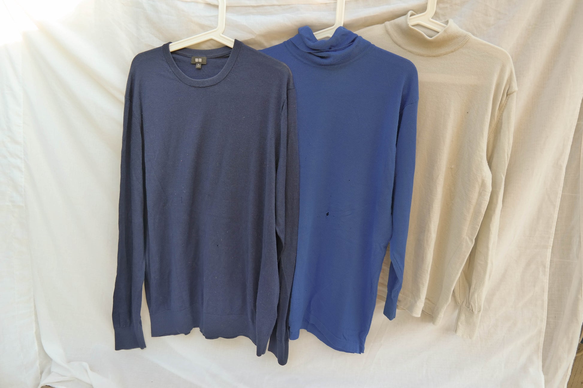 Upcycling-Materialpaket: 3 Wollpullover für kreative Projekte in Blautönen - Jawoll Baby