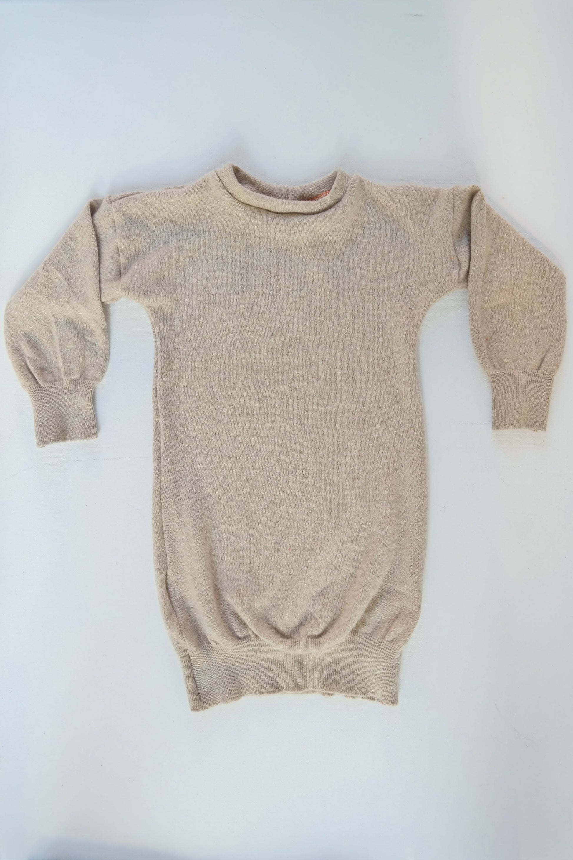 Unisex-Kleid Longshirt Langarmkleid 110/116 aus Upcycling Kaschmir in Beige - Jawoll Baby