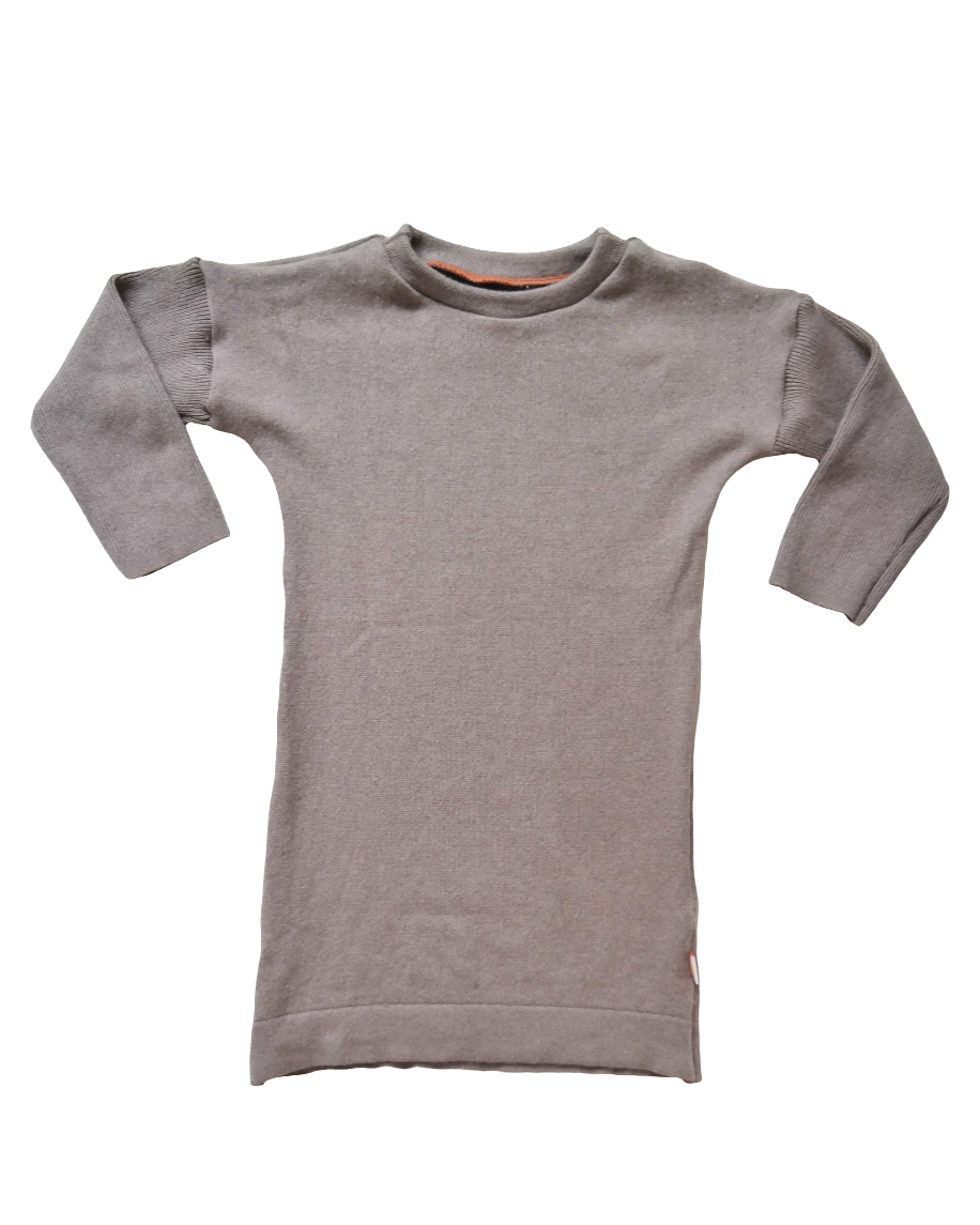 Unisex-Kleid Longshirt Langarmkleid 98/104 aus Upcycling Seide & Kaschmir in Hellbraun