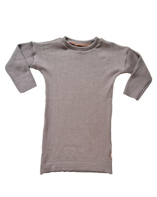 Unisex-Kleid Longshirt Langarmkleid 98/104 aus Upcycling Seide & Kaschmir in Hellbraun