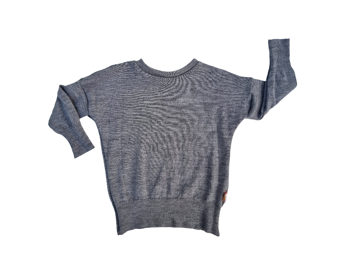 Pullover Longsleeve für Babys Kleinkinder 86/92 aus Upcycling Wolle in Grau - Jawoll Baby