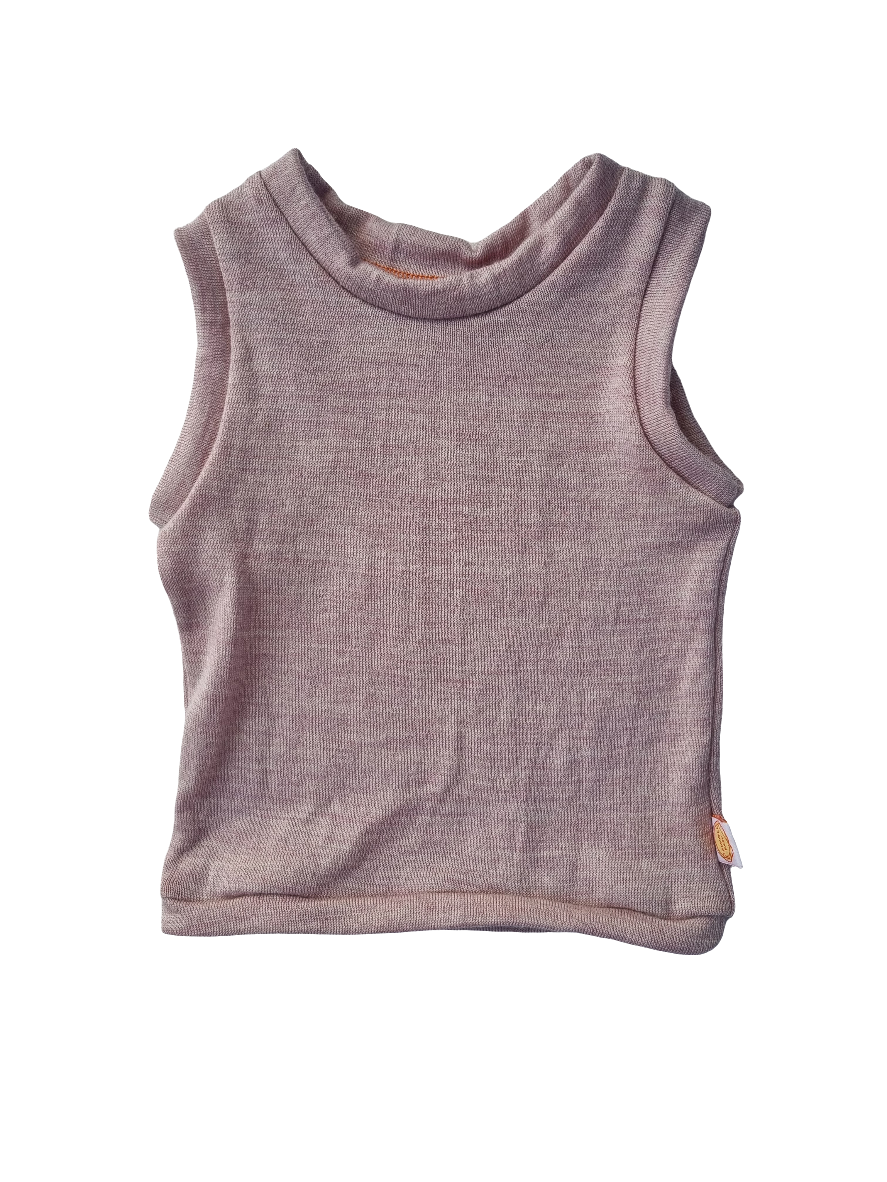 Oberteil Tanktop Pullunder Unterhemd 74/80 aus 100% Upcycling-Wolle in Zartrosa