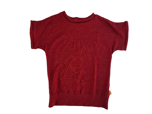 T-Shirt für Kinder 122/128 aus leichter Upcycling Merinowolle in Masala Rot - Jawoll Baby