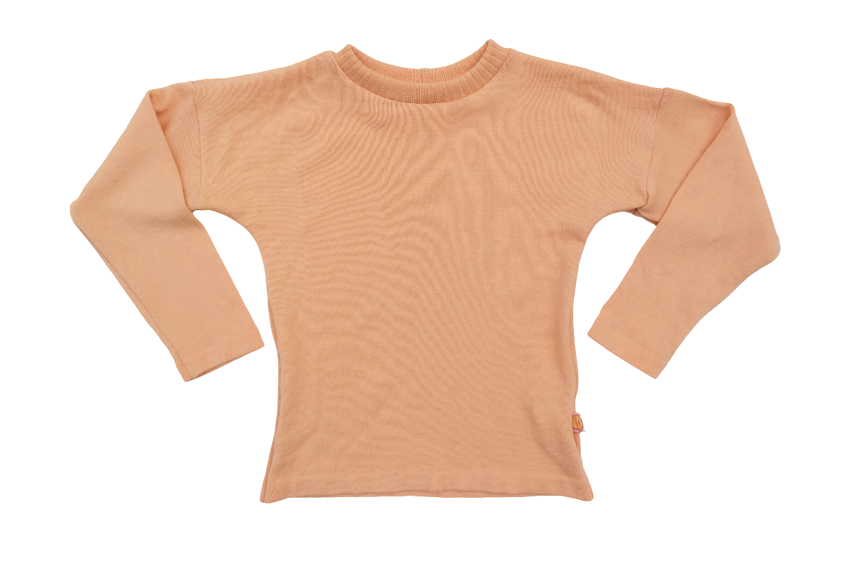 Pullover für Kinder 122/128 aus Upcycling Wolle in Pfirsich-Orange