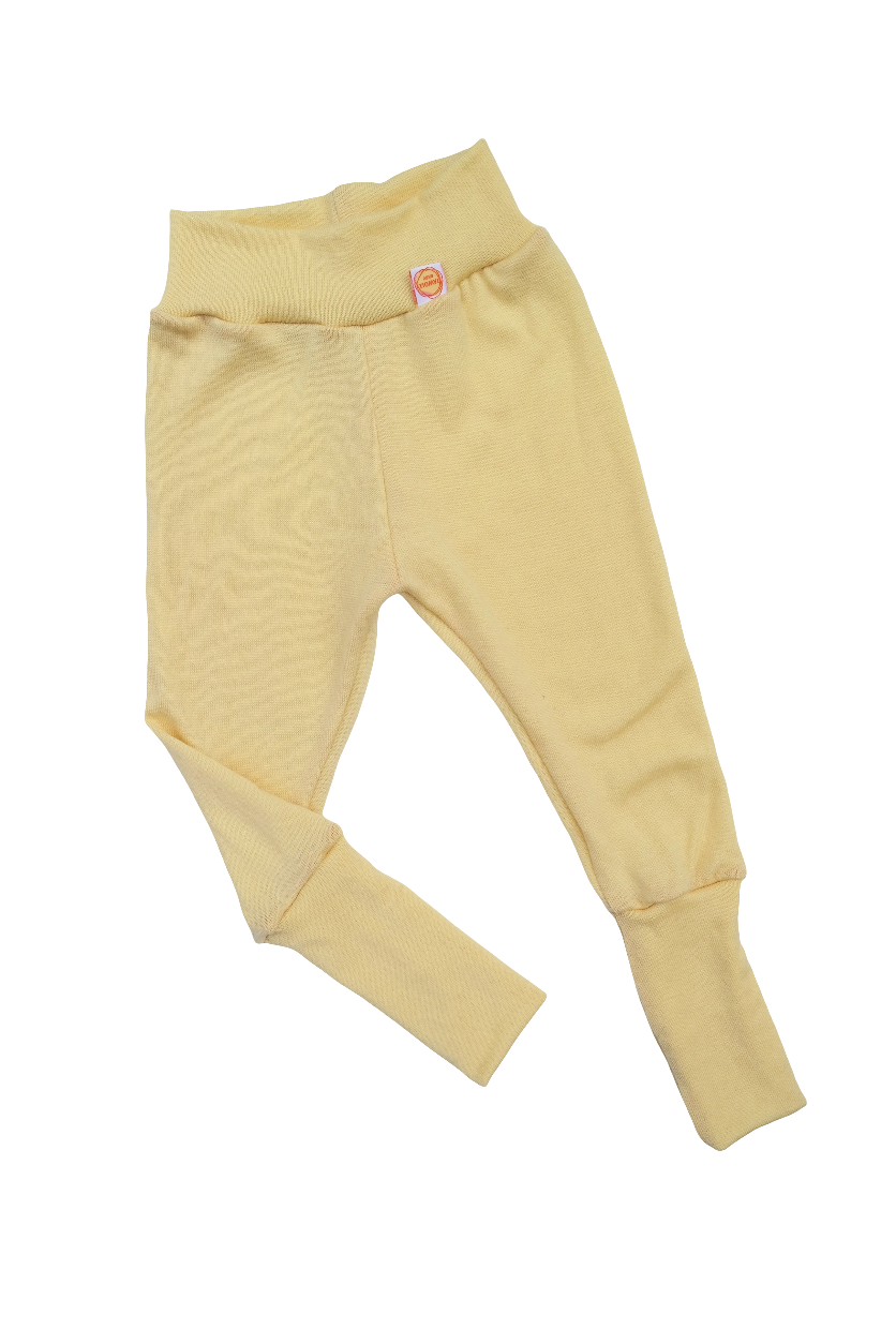 Growing pants for toddlers 86/92 & 98/104 made from upcycled wool in light yellow