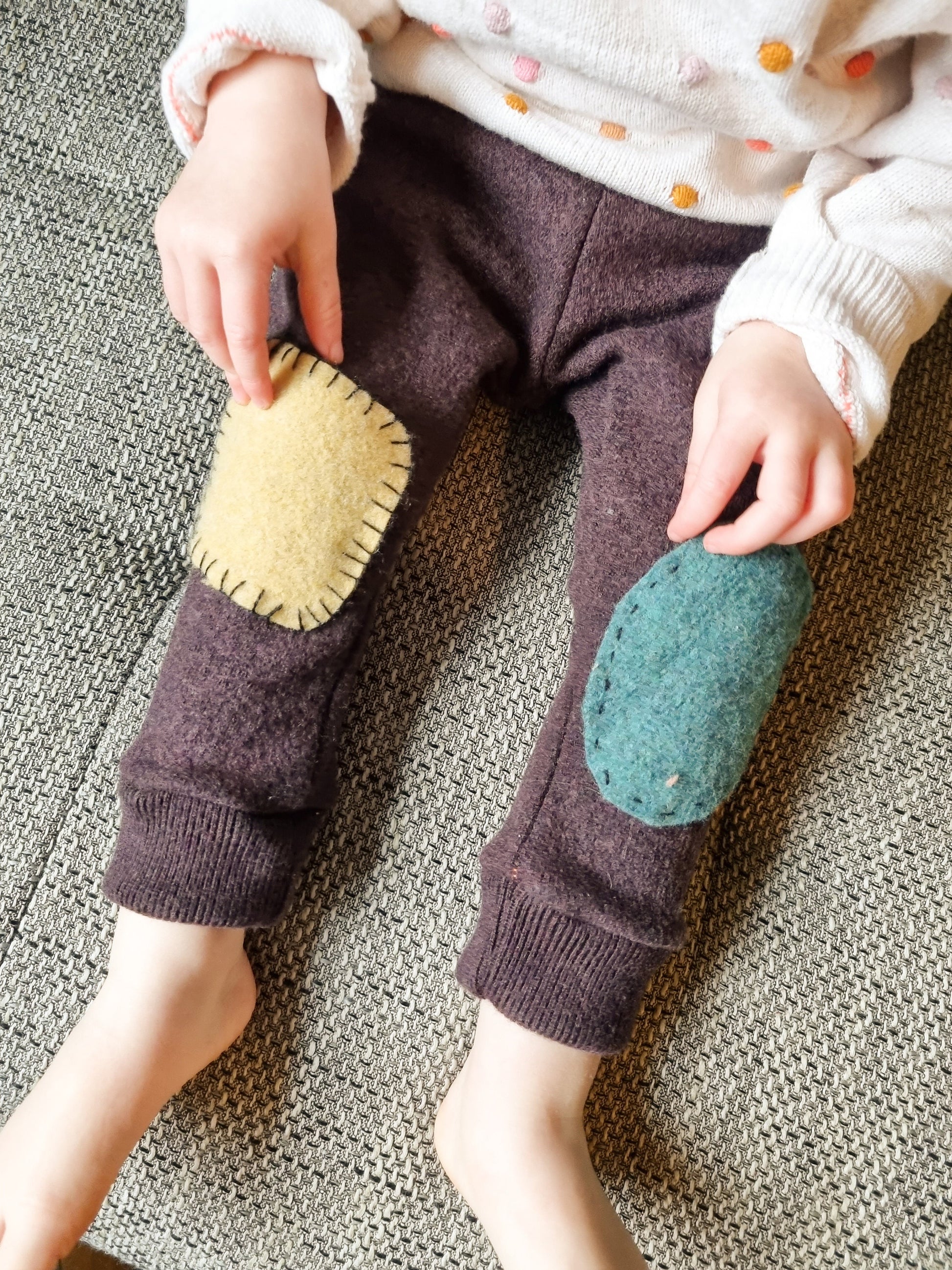 1 Paar Wollwalk Flicken Patches Upcycling-Wolle zum Wollkleidung reparieren in Senfgelb Oval-Form - Jawoll Baby