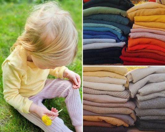 Langarmshirt Pullover mit Schlupfausschnitt für Babys und Kleinkinder aus Upcycling Wolle oder Kaschmir in der Farbe deiner Wahl - Jawoll Baby