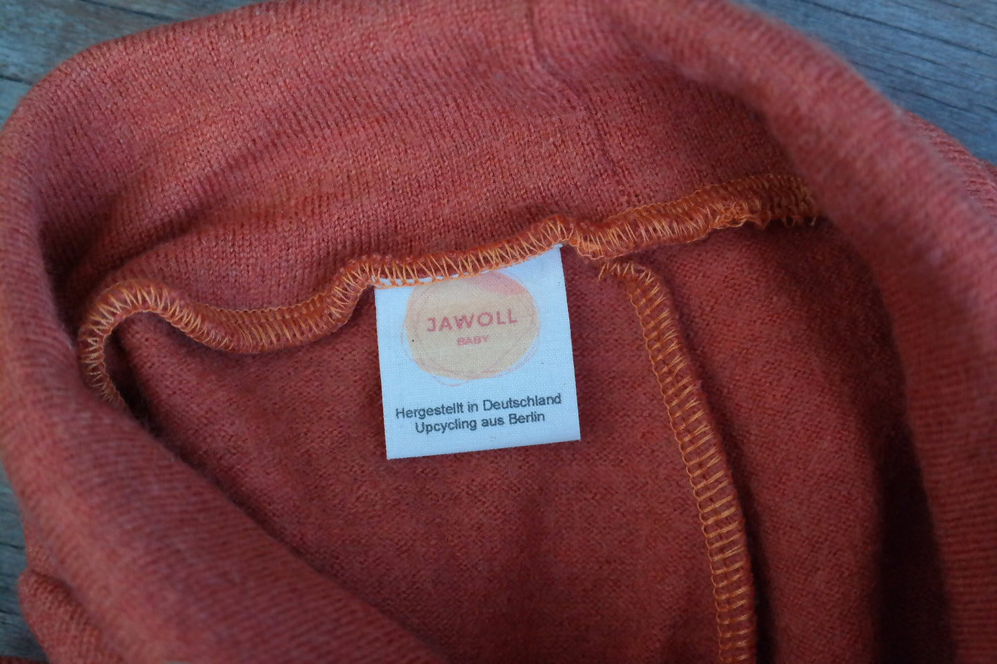 Wollwalk Outdoor-Hose für Babys & Kleinkinder 74/80 aus 100% Upcycling Wolle in Rost Orange - Jawoll Baby