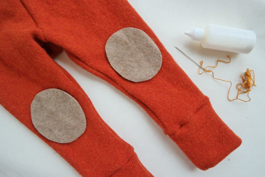 1 Paar Wollwalk Flicken Patches Oval aus Upcycling-Wolle zum Kleidung reparieren in Beige - Jawoll Baby