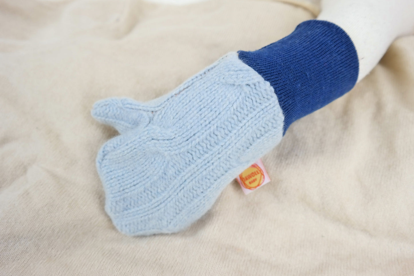 Handschuhe Fäustlinge für Kinder 3-5 J aus Upcycling Kaschmir & Wolle in Hellblau und Blau - Jawoll Baby