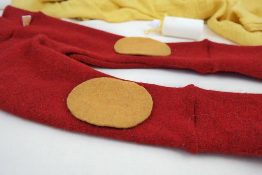 1 Paar Wollwalk Flicken Patches Upcycling-Wolle zum Wollkleidung reparieren in Senfgelb Oval-Form - Jawoll Baby