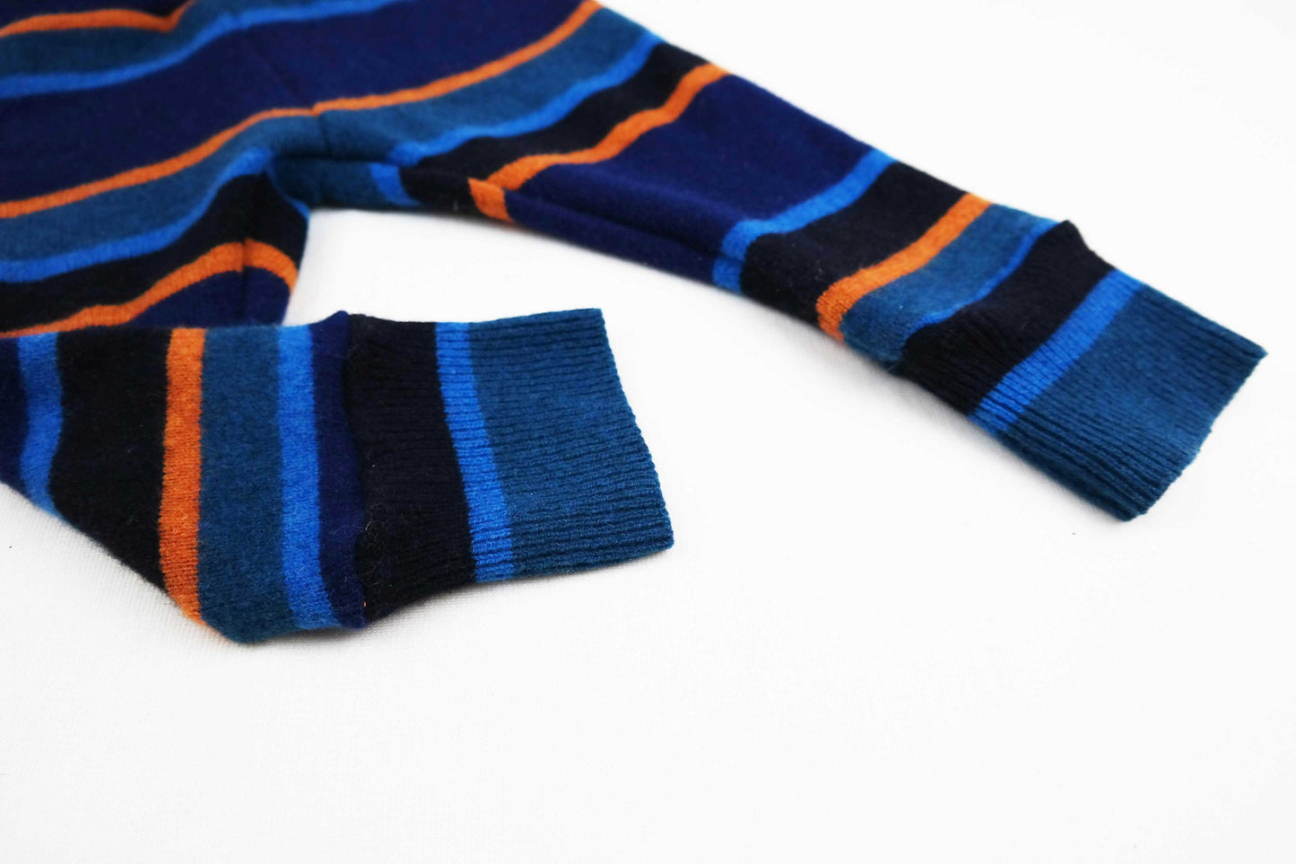 Wollwalk Outdoor-Hose für Kleinkinder 86/92 Upcycling 100% Wolle in Blau Orange gestreift - Jawoll Baby