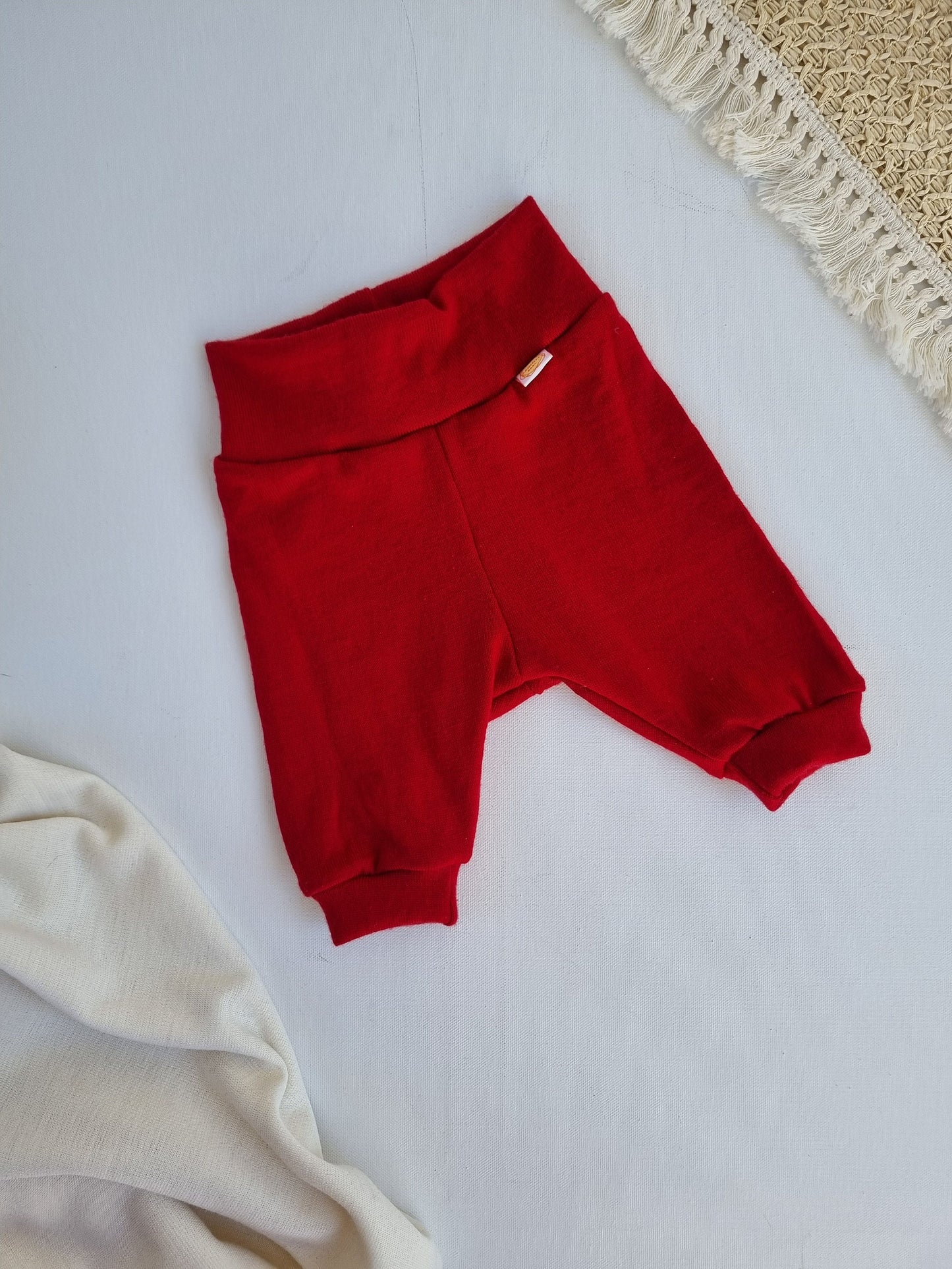 Sommerhose Knickerbocker 74/80 aus Upcycling Merino Wolle in Rot - Jawoll Baby