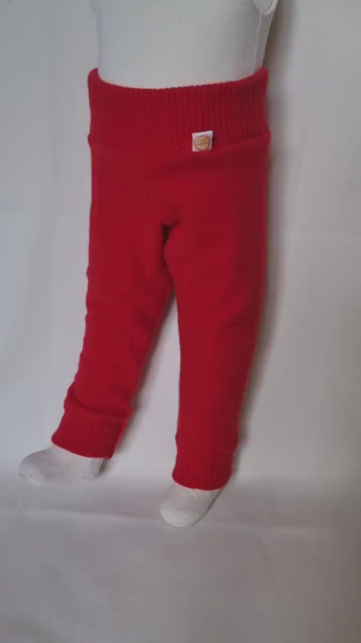 Wollwalk Outdoor-Hose für Kleinkinder Größe 86/92 Upcycling 100% Wolle in Rot