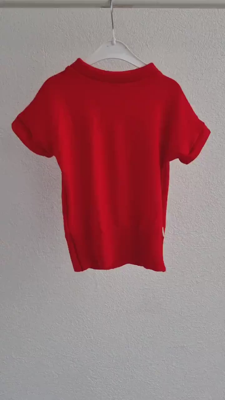 T-Shirt für Babys 86/92 aus leichter Upcycling Wolle in Rot