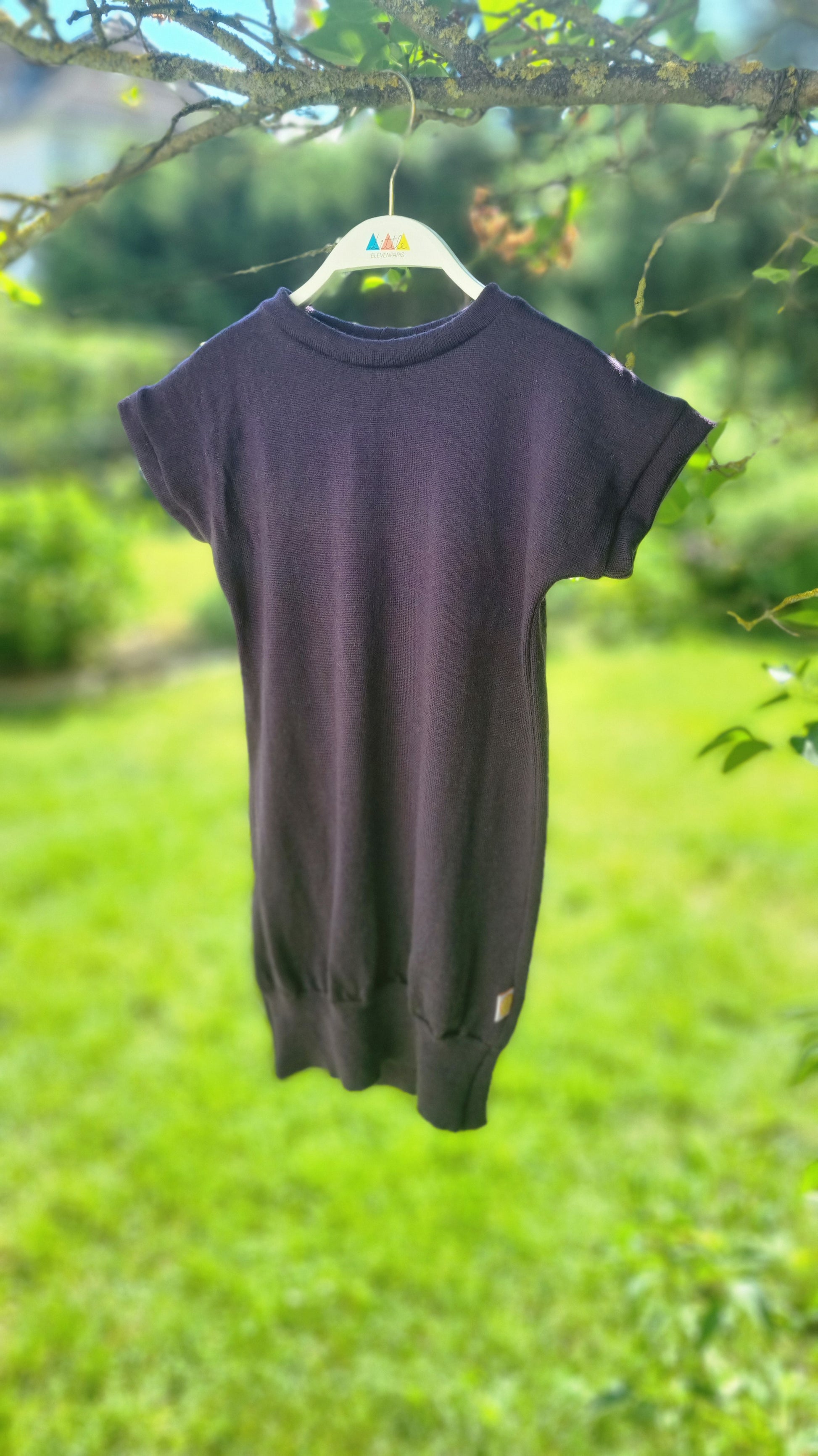 Unisex-Kleid Longshirt 98/104 aus Upcycling Merinowolle in Lila - Jawoll Baby