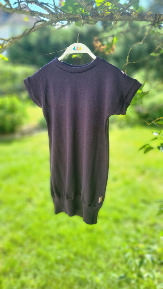 Unisex-Kleid Longshirt 98/104 aus Upcycling Merinowolle in Lila - Jawoll Baby