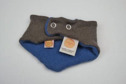 Triangle scarf, reversible, grows with your baby, made from upcycled silk &amp; cashmere in light blue and blue