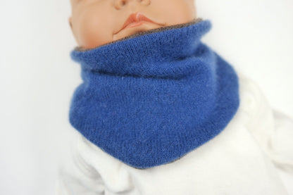 Triangle scarf, reversible, grows with your baby, made from upcycled silk &amp; cashmere in light blue and blue
