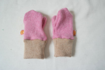 Gloves mittens for toddlers 1-3 years made from upcycling &amp; wool in beige and dark grey
