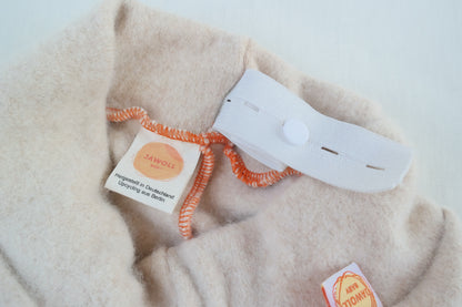 Wool felt outdoor trousers for babies 74/80 made from upcycled cashmere in vanilla pudding beige