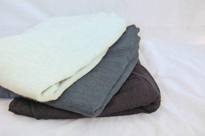 Upcycling-Materialpaket: 3 Wollpullover für kreative Projekte in Türkistönen