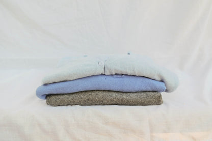 Upcycling-Materialpaket: 3 Kaschmirpullover für kreative Projekte in Hellblautönen