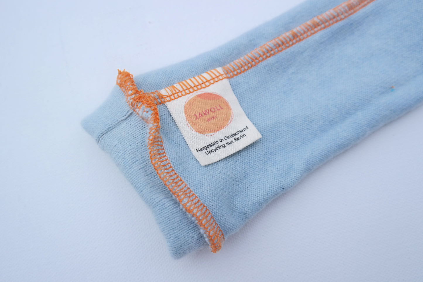 Leg warmers for babies made from upcycled cashmere in light blue