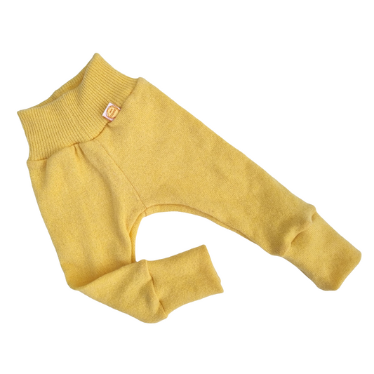 Mitwachs-Hose 62/68 aus Upcycling Wolle in Pastellgelb