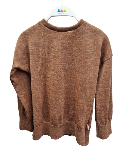 Pullover Longsleeve für Kleinkinder Kinder 110/116 aus Upcycling Merinowolle in Haselnussbraun