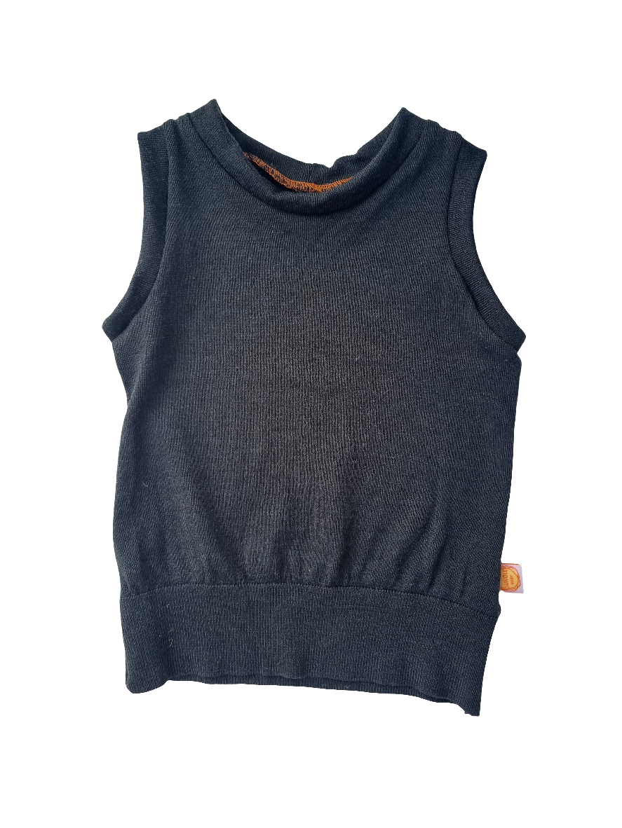 Oberteil Tanktop Pullunder Unterhemd 86/92 aus 100% Upcycling-Wolle in Dunkelgrün