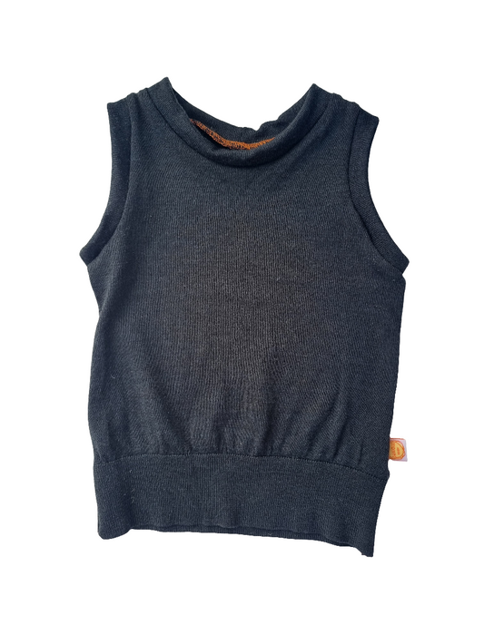 Oberteil Tanktop Pullunder Unterhemd 86/92 aus 100% Upcycling-Wolle in Dunkelgrün