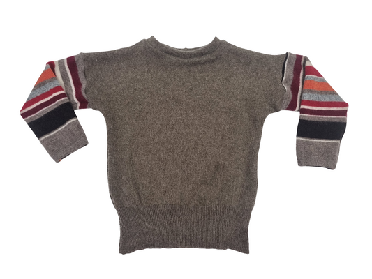 Pullover für Kleinkinder 98/104  aus Upcycling Wolle, Seide & Kaschmir in Braun und gestreift