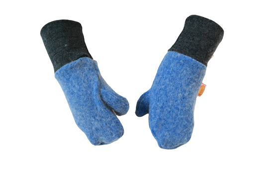 Gloves mittens for toddlers 1-3 years made from upcycling &amp; wool in beige and dark grey