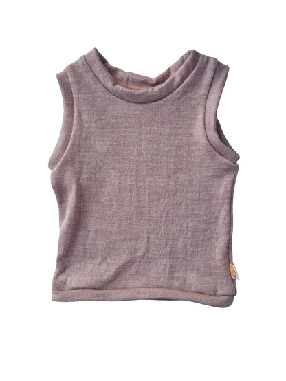 Oberteil Tanktop Pullunder Unterhemd 74/80 aus 100% Upcycling-Wolle in Zartrosa