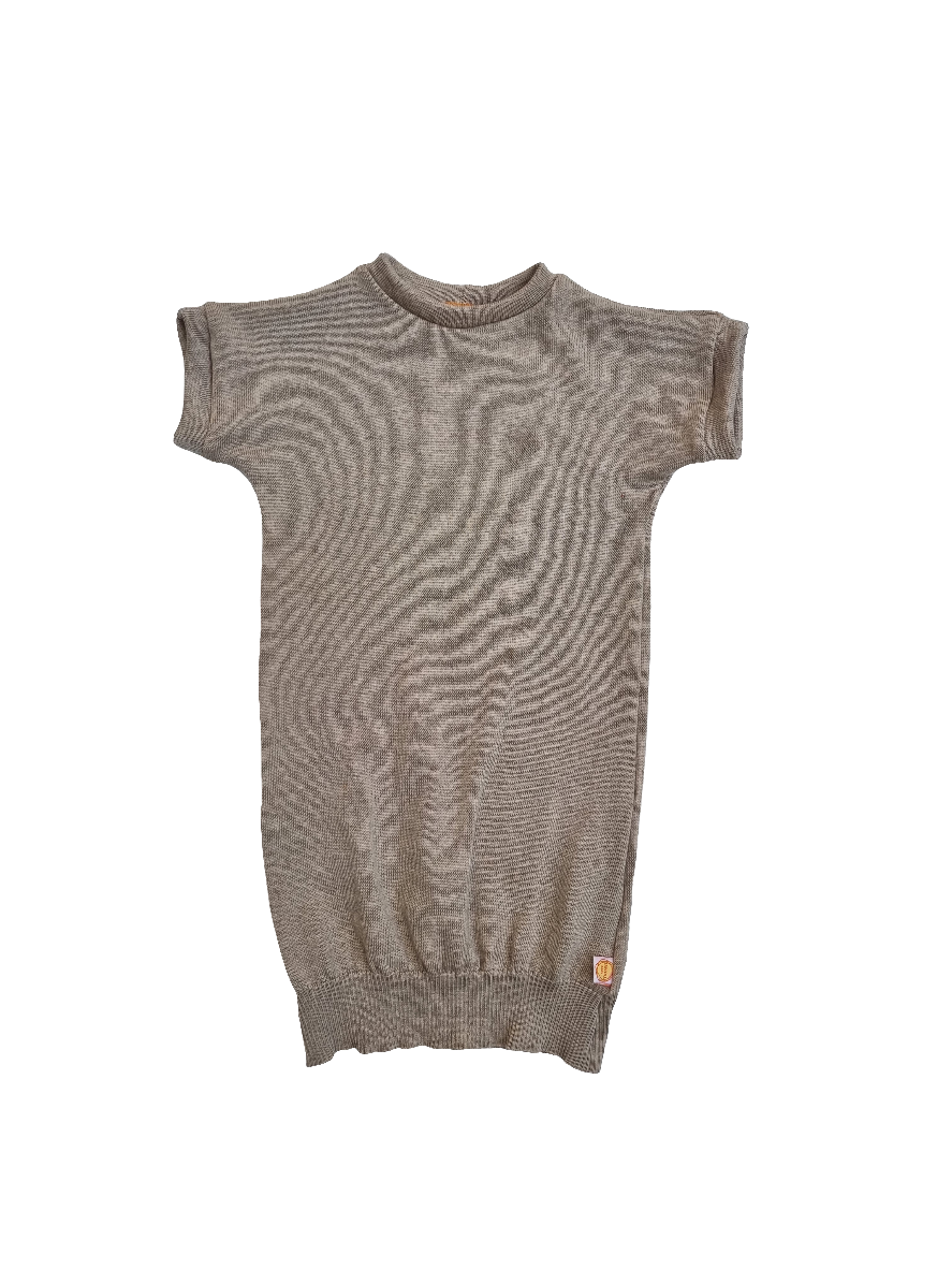 Unisex-Kleid Longshirt 110/116 aus 100% Upcycling Merinowolle in Beige