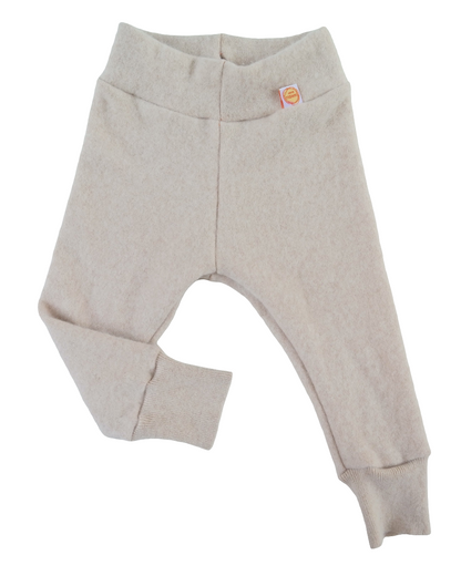 Wool felt outdoor trousers for babies 74/80 made from upcycled cashmere in vanilla pudding beige