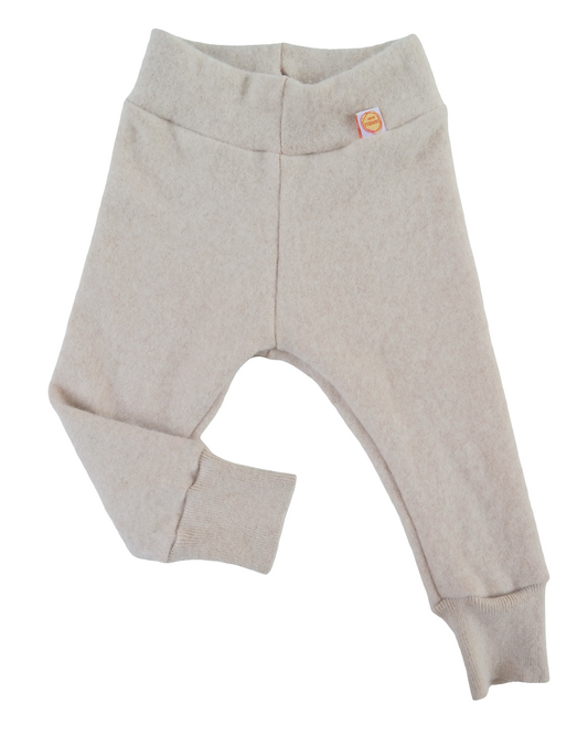 Wool felt outdoor trousers for babies 74/80 made from upcycled cashmere in vanilla pudding beige