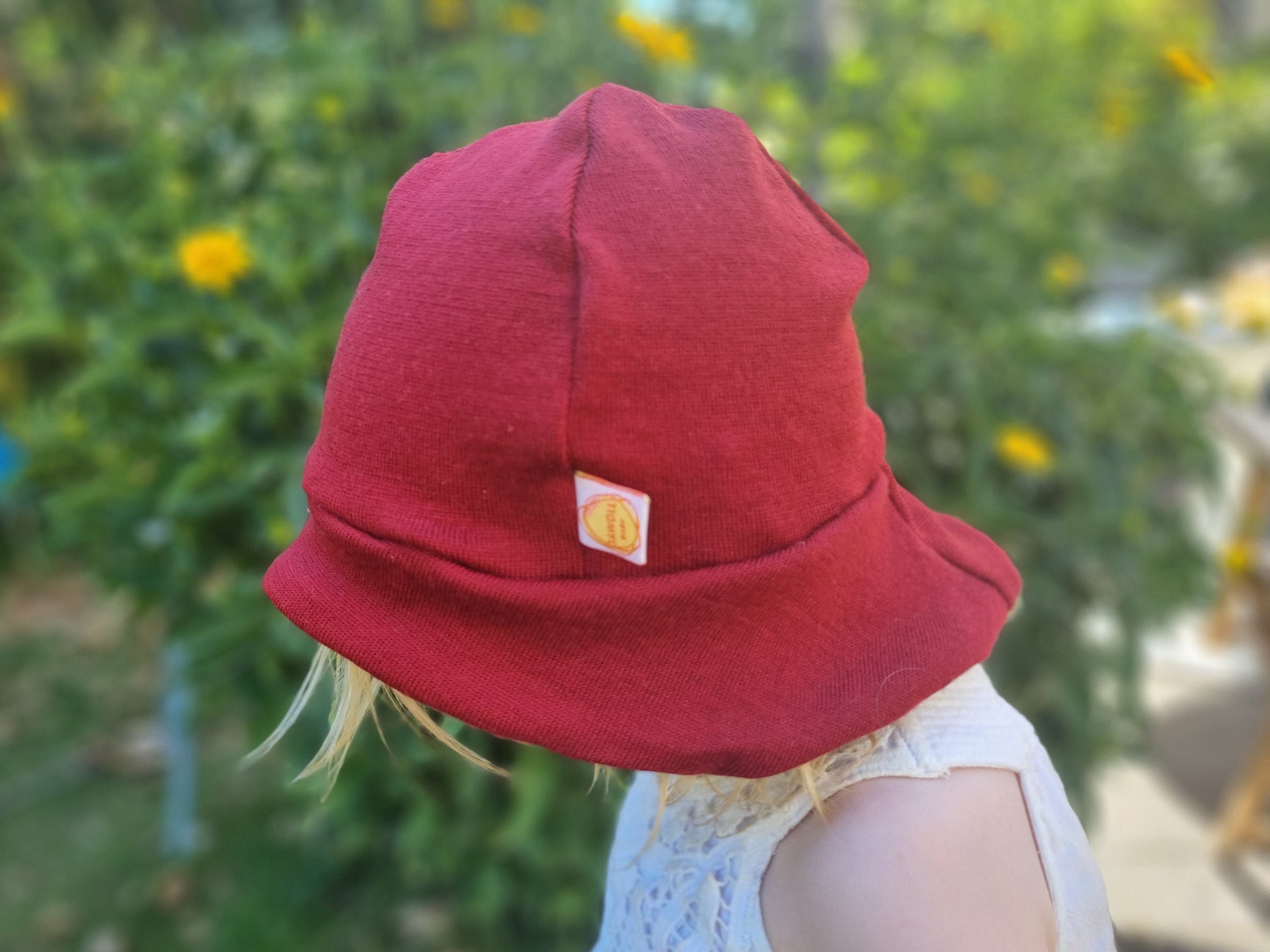 Sonnenhut Baby Kleinkind mit Nackenschutz aus 100 % Upcycling Merinowolle in Pink verschiedene Größen