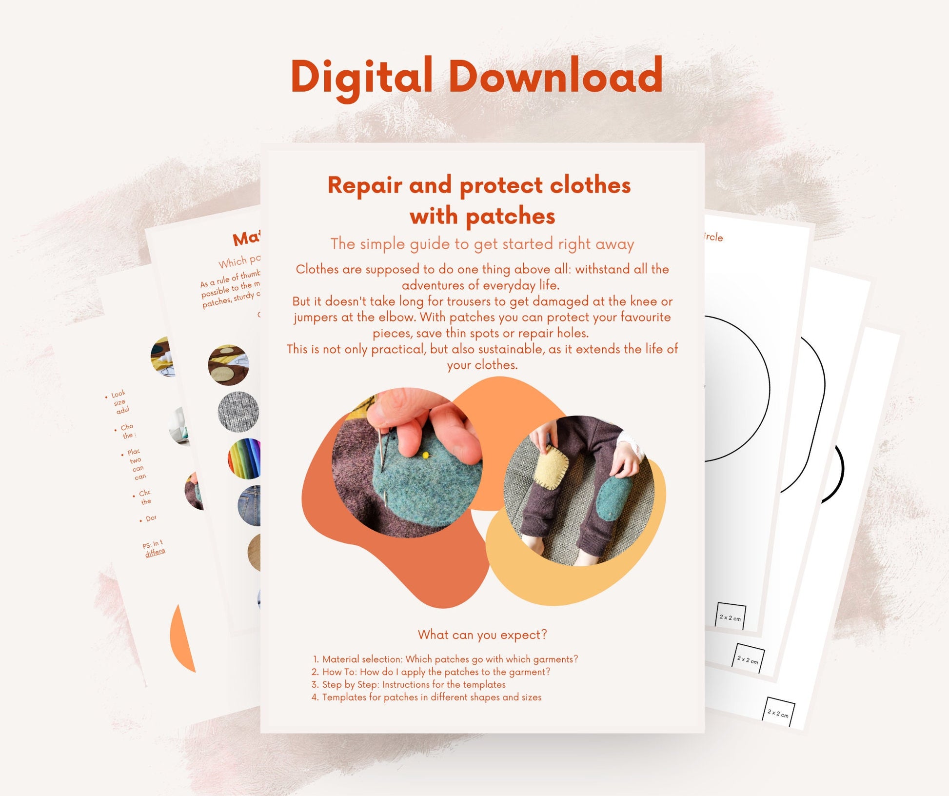 Repair and protect clothes with patches - instructions and templates as digital download in ENGLISH