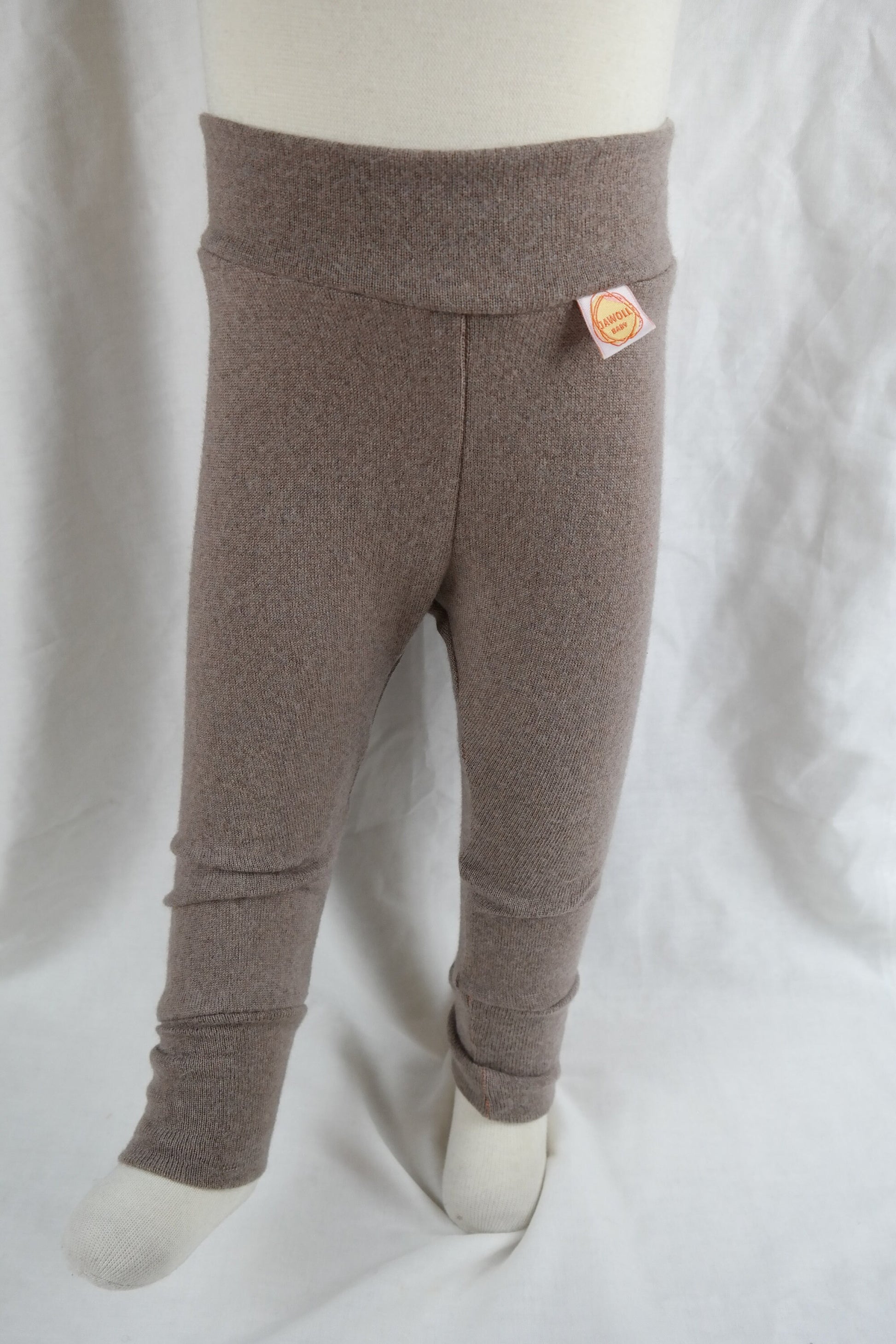 Mitwachs-Hose für Babys 74/80 aus Upcycling-Wolle in Sand Beige