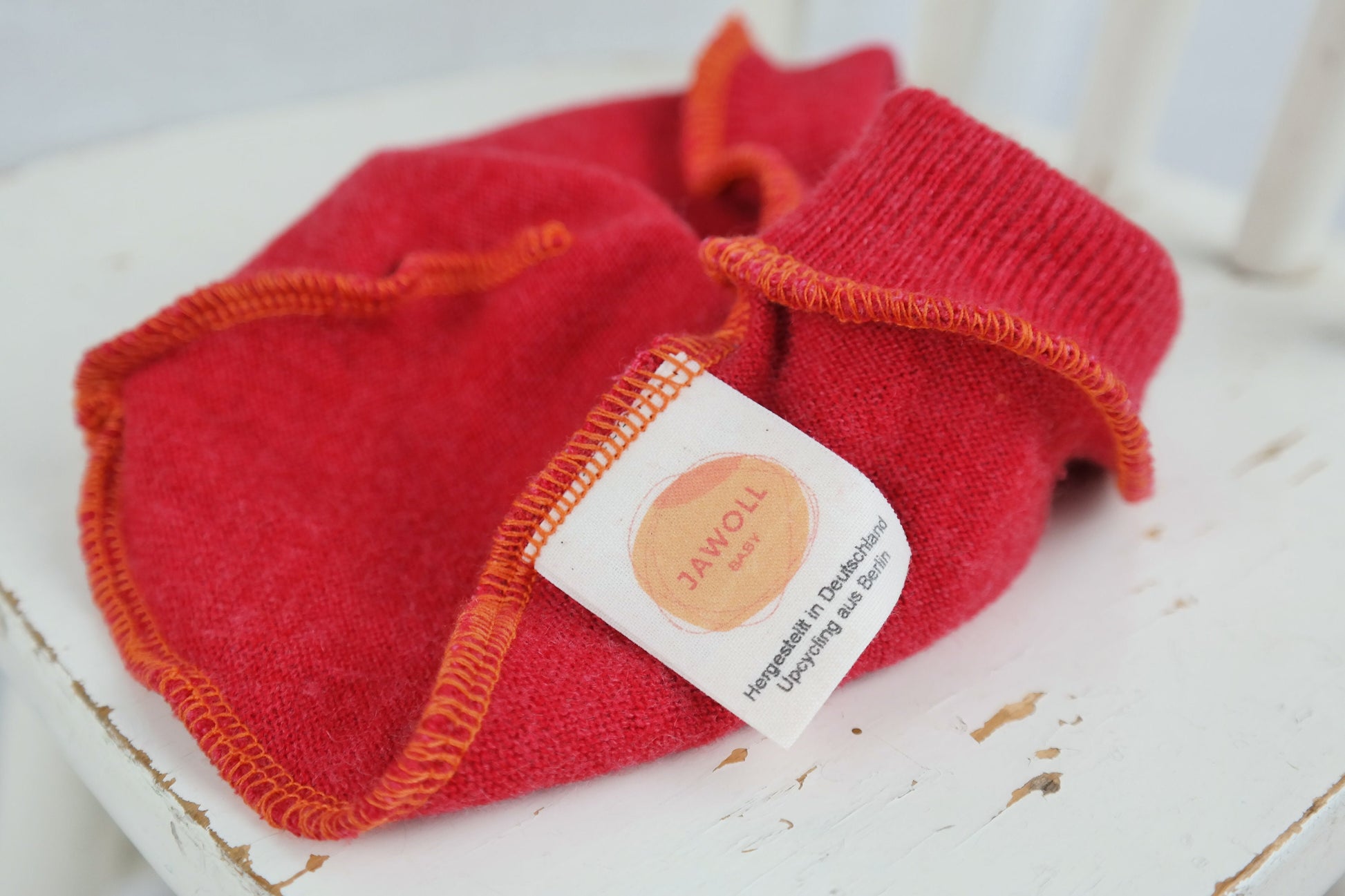Set Mütze und Loop aus Upcycling Wolle & Kaschmir für Babys und Kleinkinder KU 46-48 cm in Rot