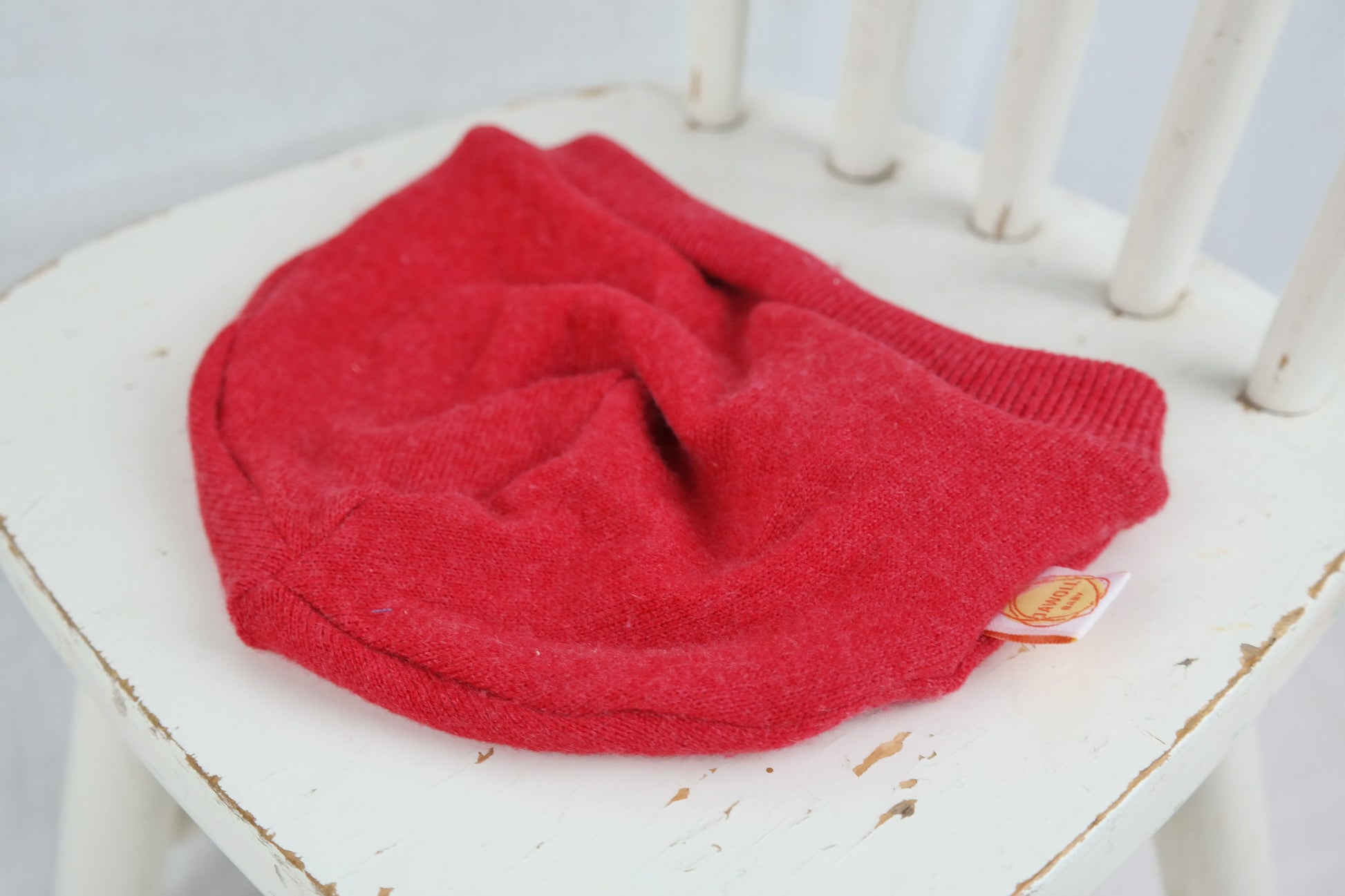 Set Mütze und Loop aus Upcycling Wolle & Kaschmir für Babys und Kleinkinder KU 46-48 cm in Rot