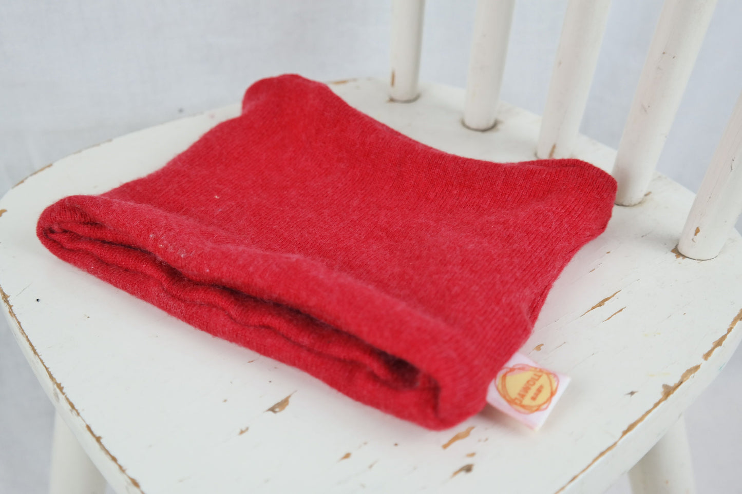 Set Mütze und Loop aus Upcycling Wolle & Kaschmir für Babys und Kleinkinder KU 46-48 cm in Rot