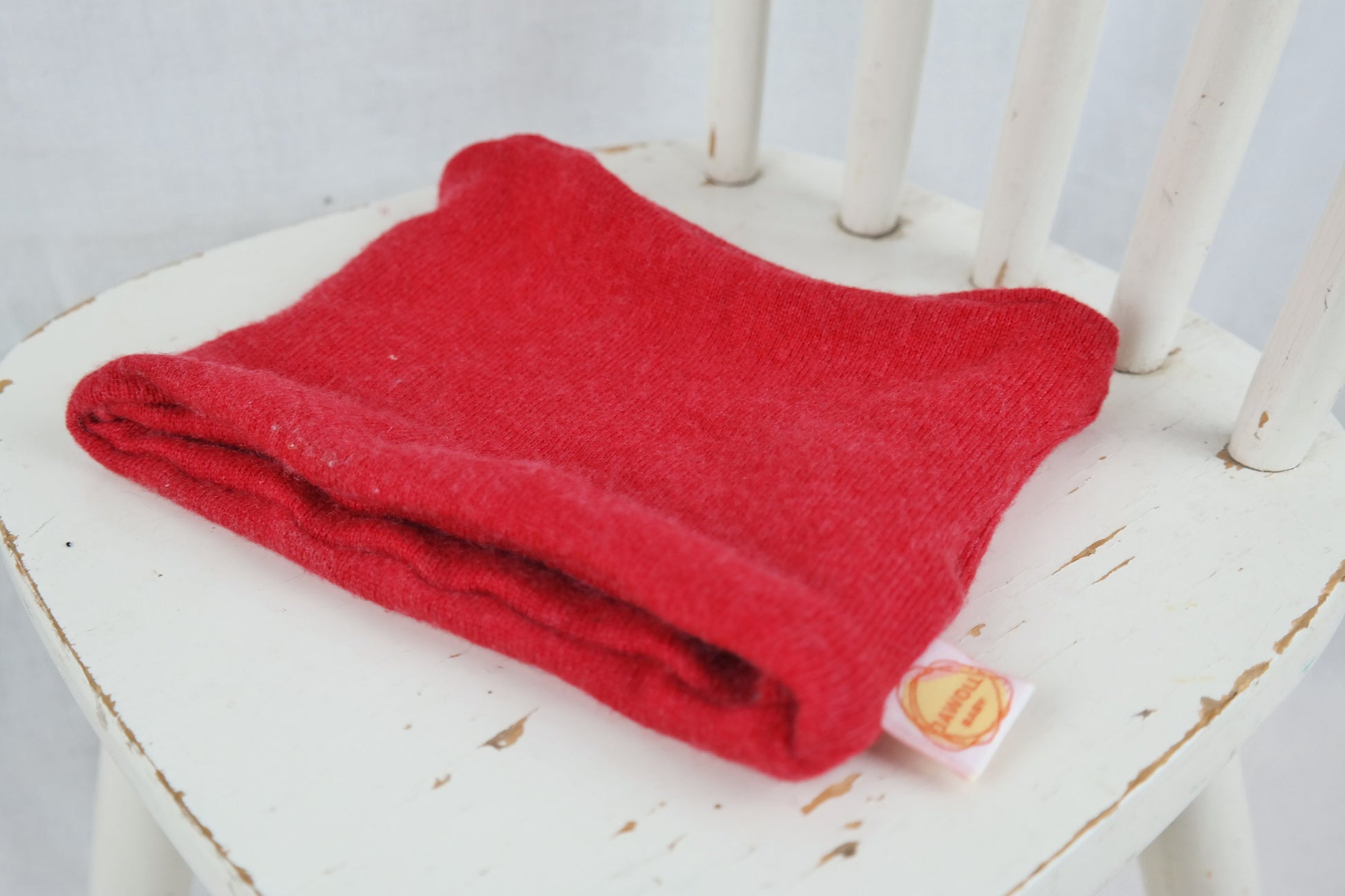 Set Mütze und Loop aus Upcycling Wolle & Kaschmir für Babys und Kleinkinder KU 46-48 cm in Rot
