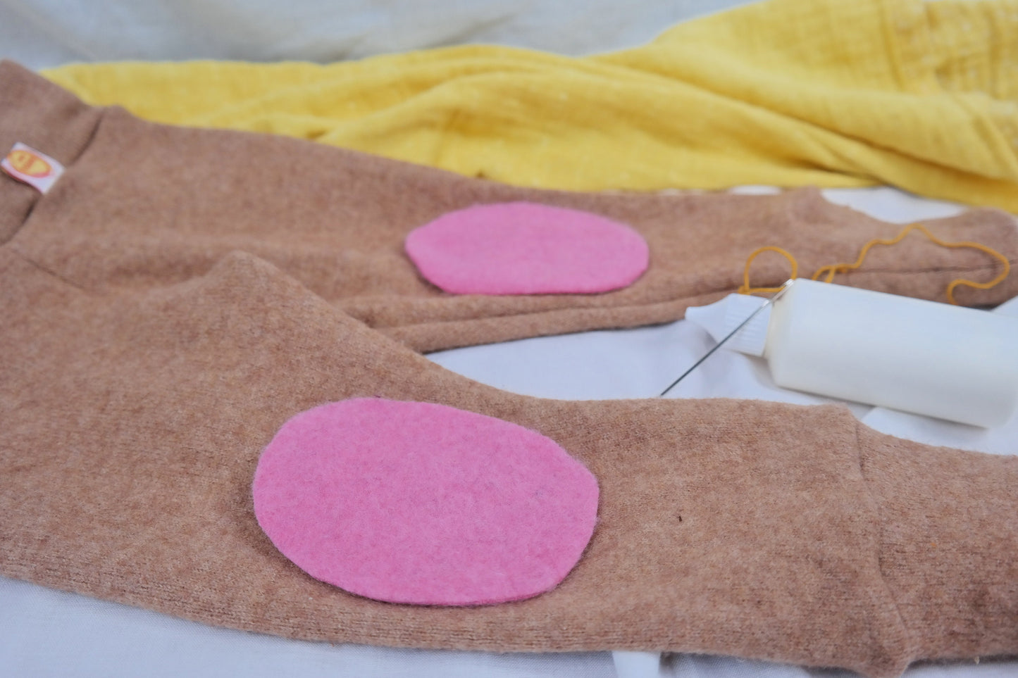 1 Paar Wollwalk Flicken Patches Upcycling-Wolle zum Wollkleidung reparieren in Rosa Oval-Form