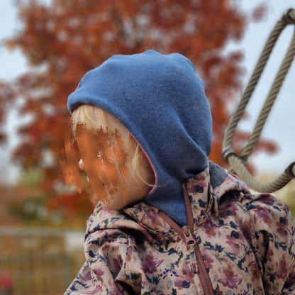 Wende-Schlupfmütze für Babys KU 43 - 48 aus Upcycling Seide & Kaschmir Rostbraun und Olivgrün